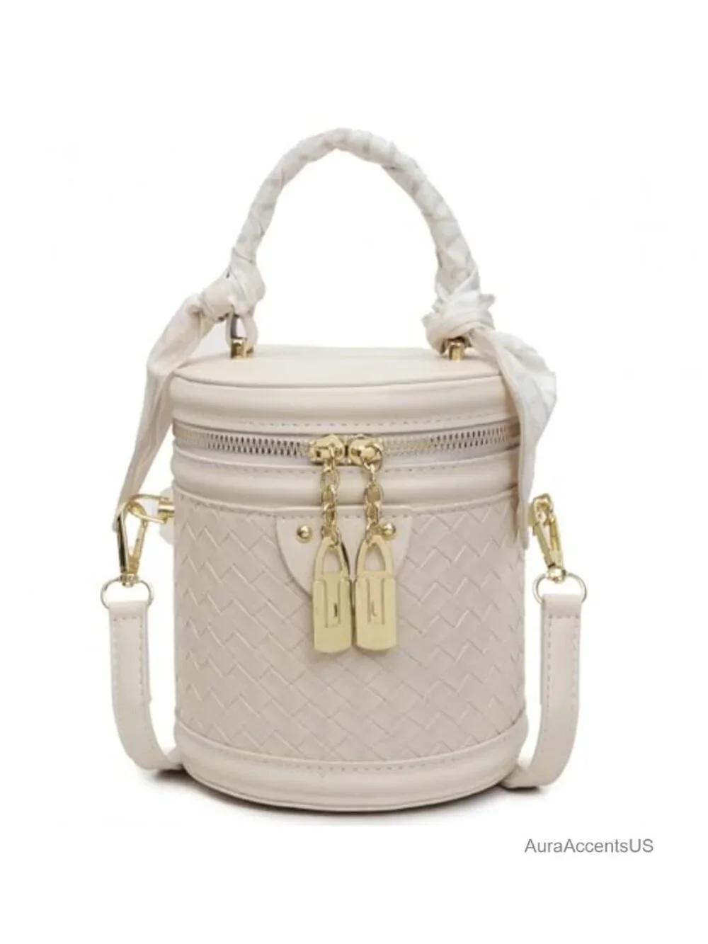 Mini Bucket Crossbody Bag Vegan Leather Small Round Handbag Purses